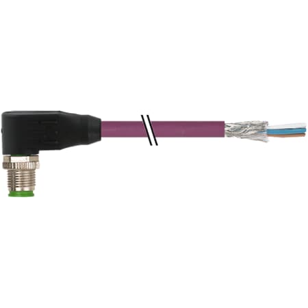 Murrelektronik M12 female receptacle shielded rear mount, PVC 5x0, 34 shielded bk UL, C 7000-13125-8030500